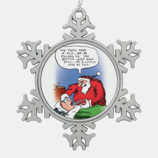 Tooth Fairy Santa Funny-kerstCartoon Tin Sneeuwvlok Ornament (Voorkant)