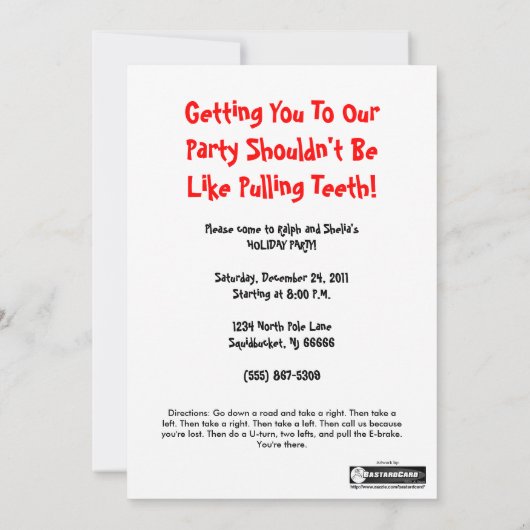 Tooth Fairy Santa Holiday Uitnodiging (Achterkant)