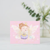 Tooth fairy | schattige prinses met tandroze tand briefkaart (Staand voorkant)
