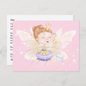Tooth fairy | schattige prinses met tandroze tand briefkaart (Voorkant / Achterkant)