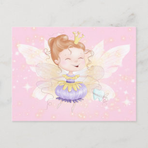 Tooth fairy   schattige prinses met tandroze tand briefkaart