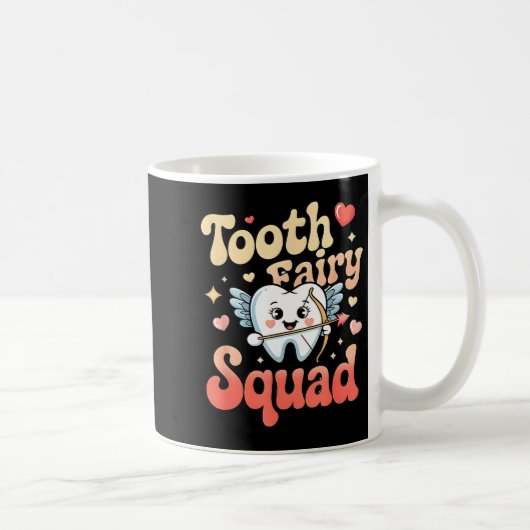 Tooth Fairy Squad Cute Cud Tooth Retro Dental Humo Koffiemok (Rechts)