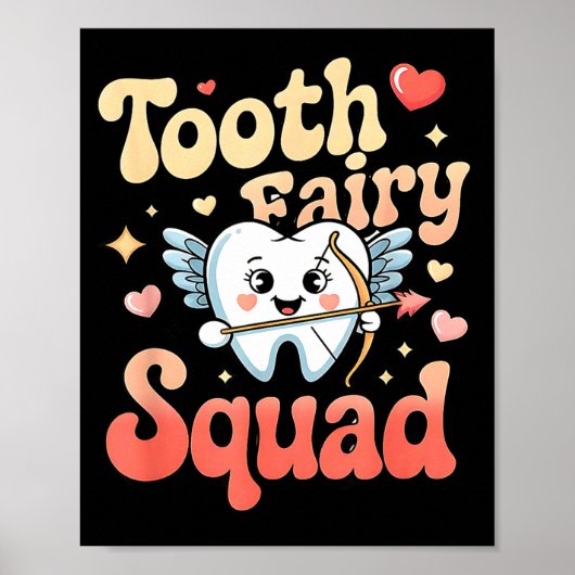 Tooth Fairy Squad Cute Cud Tooth Retro Dental Humo Poster (Voorkant)