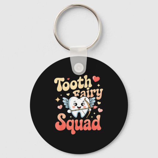Tooth Fairy Squad Cute Cud Tooth Retro Dental Humo Sleutelhanger (Voorkant)