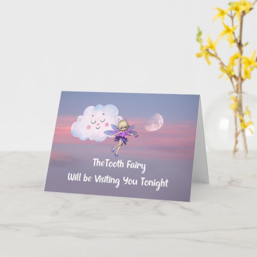 Tooth Fairy Visiting Young Child Kaart (Gele Bloem)