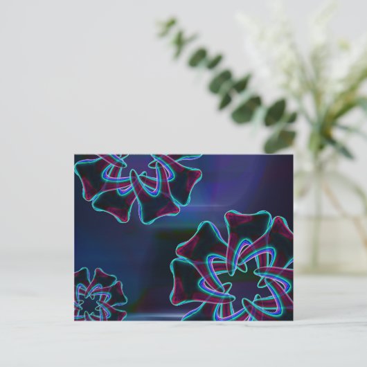 Tooth Flower Design Blue Dental Art Briefkaart (Staand voorkant)