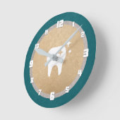 Tooth | Goud en zilver cyaan tandheelkundig Ronde Klok (Hoek)