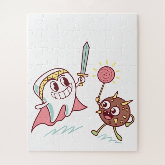 Tooth Hero vs Bacteria Monster Fun Dental Cartoon Legpuzzel (Verticaal)