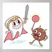Tooth Hero vs Bacteria Monster Fun Dental Cartoon Poster (Voorkant)
