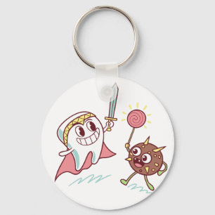 Tooth Hero vs Bacteria Monster Fun Dental Cartoon Sleutelhanger