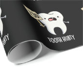 Tooth Hurty Funny Dental Pun Dark BG Cadeaupapier (Rol Hoek)