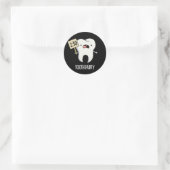 Tooth Hurty Funny Dental Pun Dark BG Ronde Sticker (Tas)
