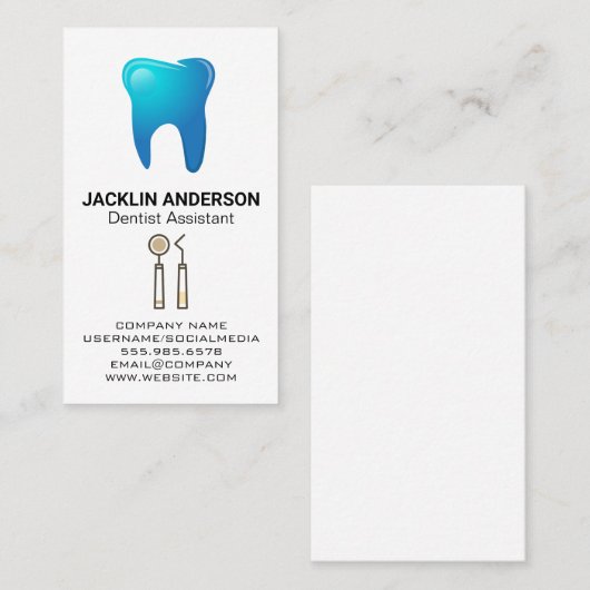 Tooth Logo | tandheelkundig gereedschap Visitekaartje (Voorkant / Achterkant)