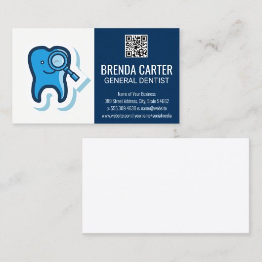 Tooth Logo | Visitekaartje QR-scancode (Voorkant / Achterkant)