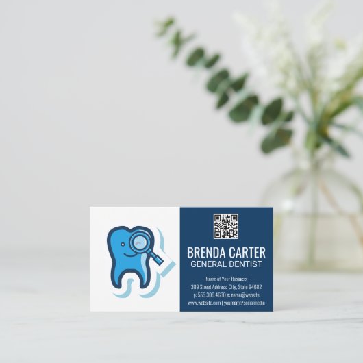 Tooth Logo | Visitekaartje QR-scancode (Staand voorkant)