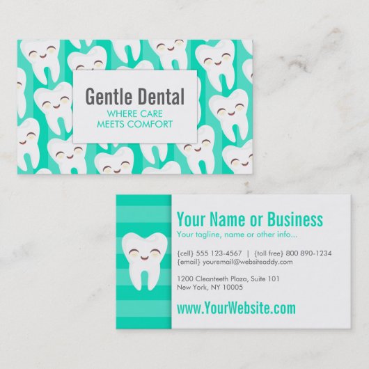 Tooth-patroon - Blauwgroen aangepaste Visitekaartj Visitekaartje (Voorkant / Achterkant)