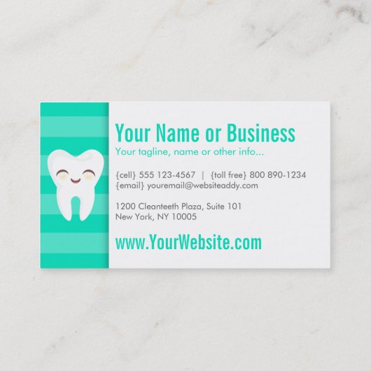Tooth-patroon - Blauwgroen aangepaste Visitekaartj Visitekaartje (Achterkant)