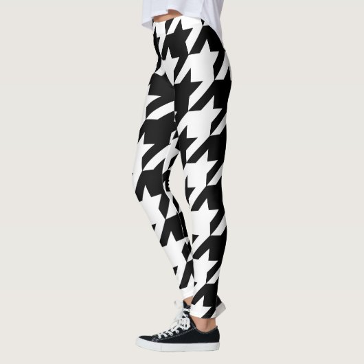 Tooth Pattern tegen zwarte en witte honden Leggings (Links)