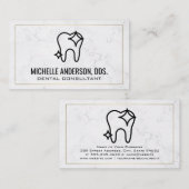 Tooth-pictogram | Achtergrond marmer Visitekaartje (Voorkant / Achterkant)