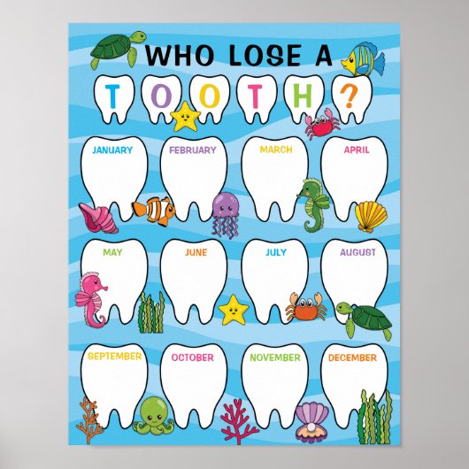 Tooth Tally Chart in Classroom onder het thema Zee Poster (Voorkant)