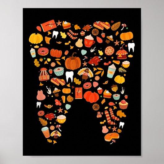 Tooth Teeth Happy Herfst Y'all Dentist Bedankt Poster (Voorkant)