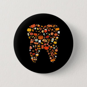 Tooth Teeth Happy Herfst Y'all Dentist Bedankt Ronde Button 5,7 Cm