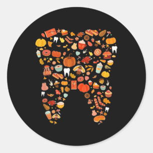 Tooth Teeth Happy Herfst Y'all Dentist Bedankt Ronde Sticker