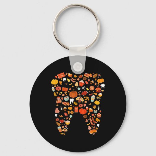 Tooth Teeth Happy Herfst Y'all Dentist Bedankt Sleutelhanger (Voorkant)