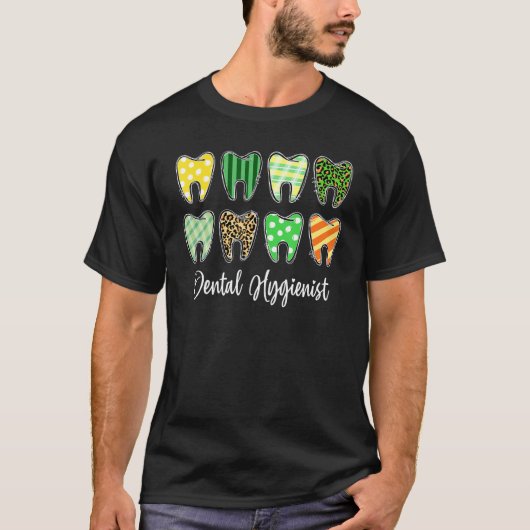 Tooth Teeth Leopard Pset Dental Hygienist St Patr T-shirt (Voorkant)