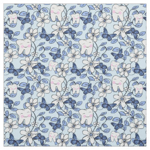 Tooth Toile / Dental Floral in Blues Stof