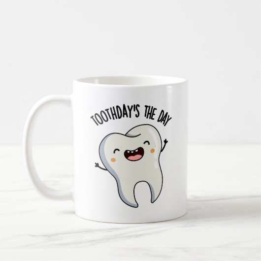 Toothday is de dag grappige tandenpuns koffiemok (Links)
