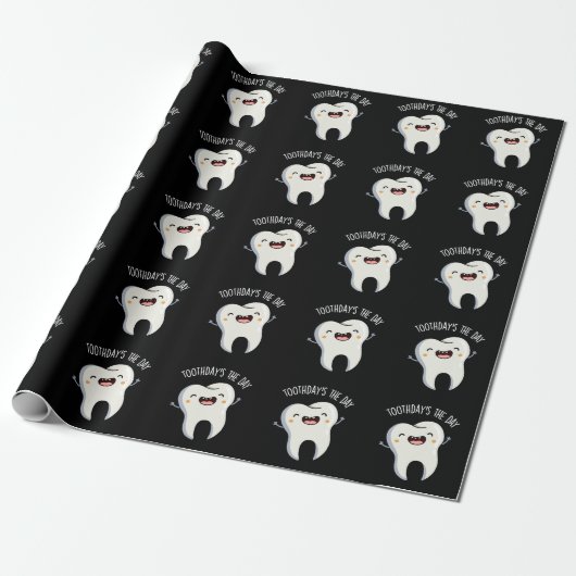 Toothday's De Dag Grappige Tandpuns Donker BG Cadeaupapier (Uitgerold)
