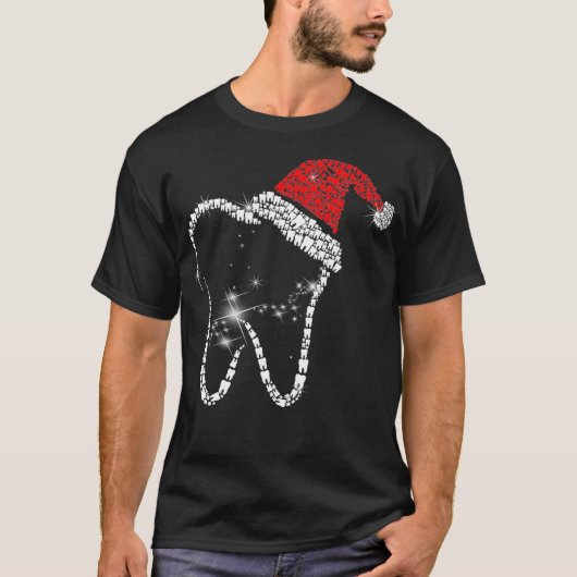 Toothmas Merry Kerstth in Santa Hat Dental T-shirt (Voorkant)