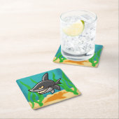 Toothy Cartoon Shark Kartonnen Onderzetters (Insitu)