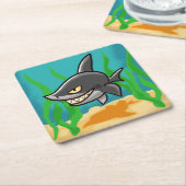 Toothy Cartoon Shark Kartonnen Onderzetters (Schuin)