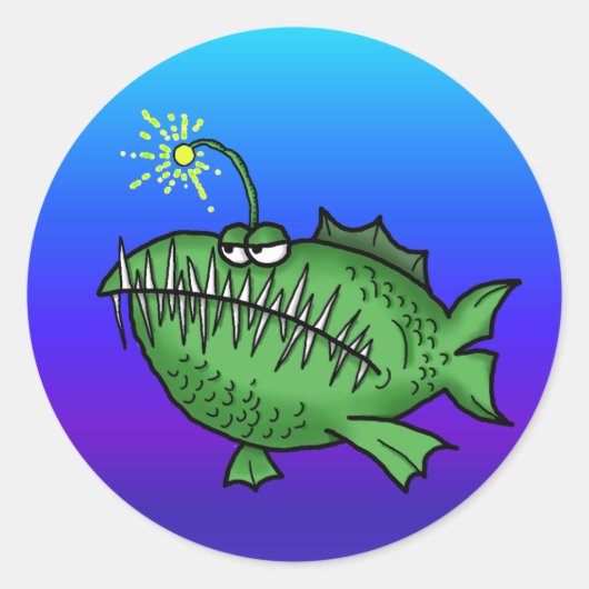 Toothy Fish Ronde Sticker (Voorkant)
