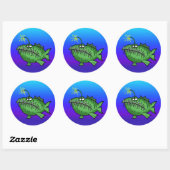 Toothy Fish Ronde Sticker (Vel)