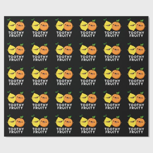 Toothy Fruity Fruit Pun Dark BG Cadeaupapier (Vlak)
