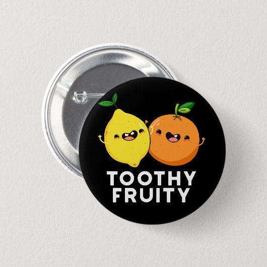 Toothy Fruity Fruit Pun Dark BG Ronde Button 5,7 Cm (Voorkant /achterkant)