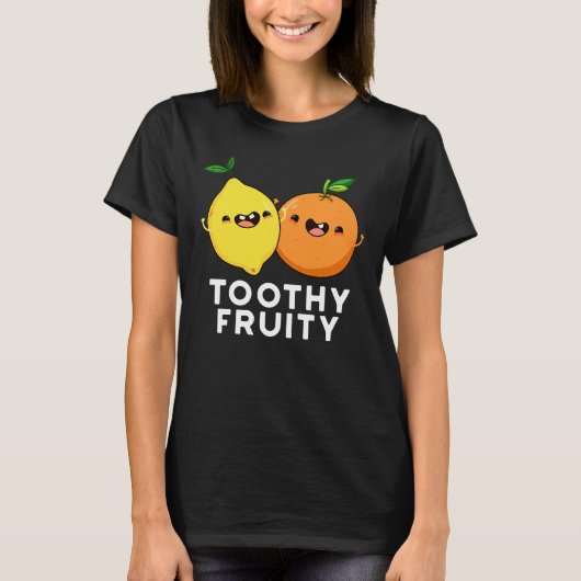 Toothy Fruity Fruit Pun Dark BG T-shirt (Voorkant)