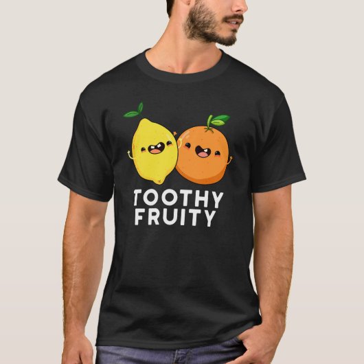 Toothy Fruity Fruit Pun Dark BG T-shirt (Voorkant)