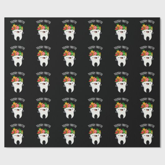 Toothy Fruity Funny Dental Pun Dark BG Cadeaupapier (Vlak)