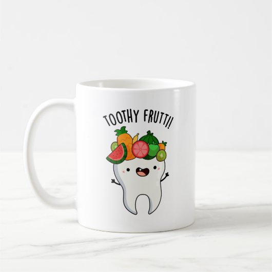 Toothy Fruity Funny Dental Pun Koffiemok (Links)