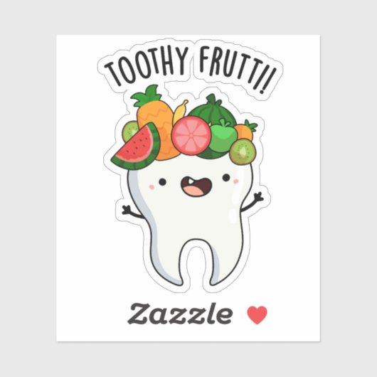 Toothy Fruity Funny Dental Pun Sticker (Vel)