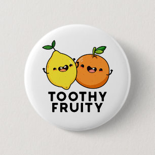 Toothy Fruity Grappig Fruit Pun Ronde Button 5,7 Cm