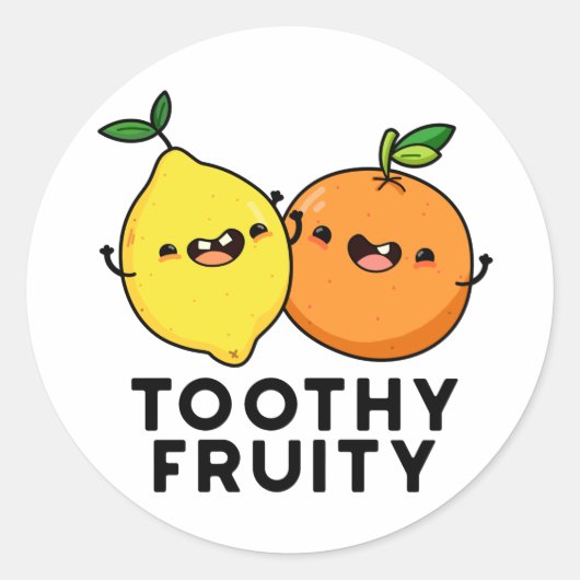 Toothy Fruity Grappig Fruit Pun Ronde Sticker (Voorkant)