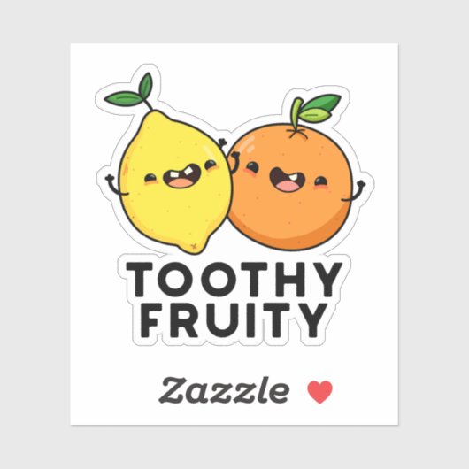 Toothy Fruity Grappig Fruit Pun Sticker (Vel)