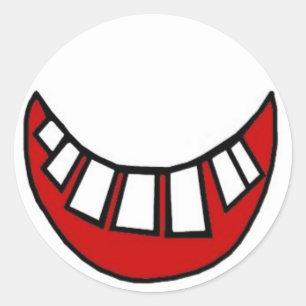 Toothy glimlach rood met contour ronde sticker