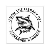 Toothy Great White Shark Library Boeknaam Zelfinktende Stempel (Design)