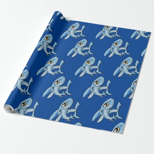 Toothy Grin Cartoon Shark Cadeaupapier (Uitgerold)